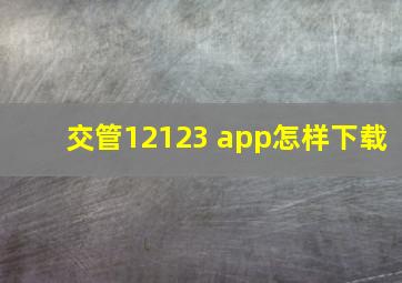 交管12123 app怎样下载